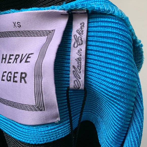 Herve Leger Bandage Bodycon Dress Size XS Blue Black Iconic **New With Tags** - Picture 7 of 11